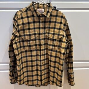 EUC Filson Tan and Black Alaskan Guide Cotton Long sleeve shirt. Large